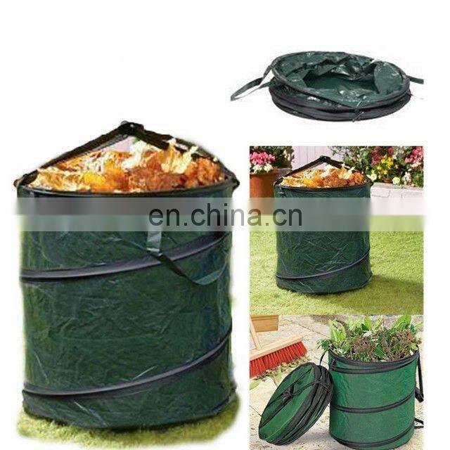 Heavy duty pop up/pe 600d polyester gardening bag with spring