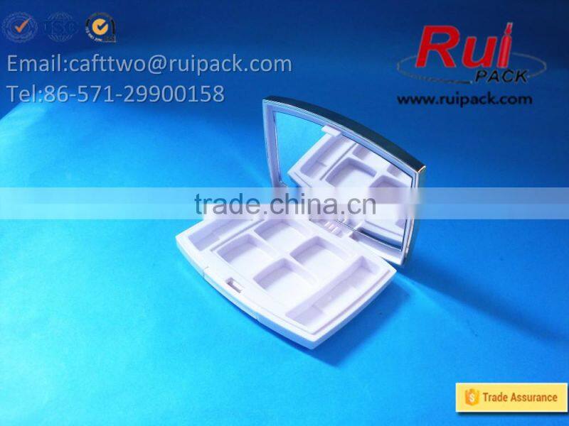 White square eye shadow case with gild cap, empty cosmetic eyeshadow case with gold rose cover