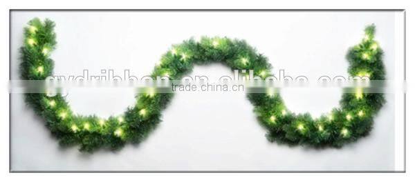 Green PVC Garland with Balls Oranments/Hot Selling 2014 wholesale Flocked christmas garlands wreaths