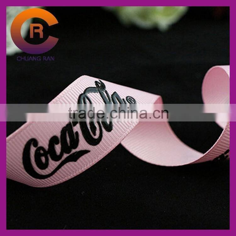 Pink custom made cheap black emboss printed ribbons