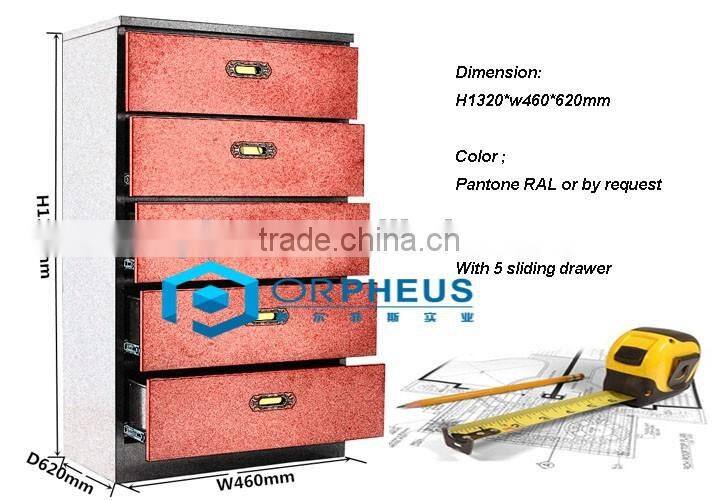 Custom-defined Livingroom Nightstand Elegant Cinese Red Steel Drawer Cabinet Half Height Storage Cabinet