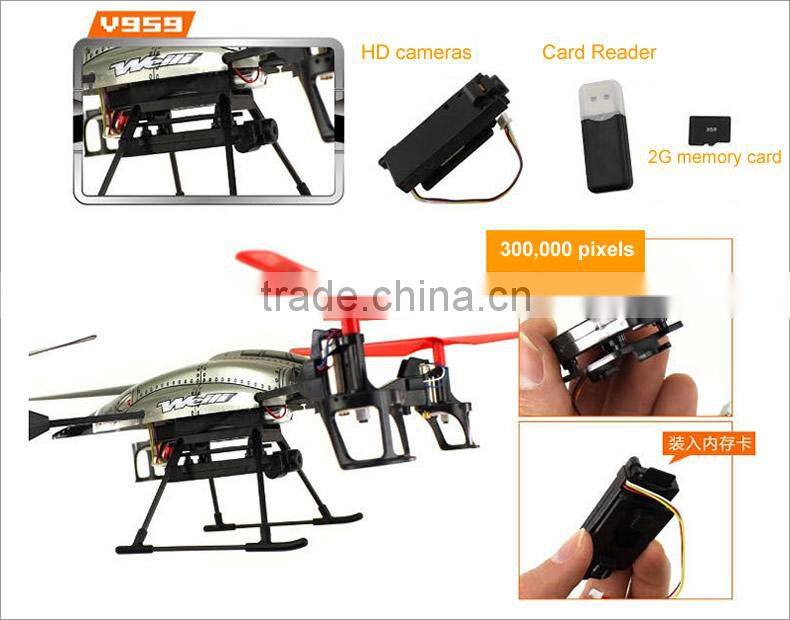 China Manufacture WL V959 2.4G 4 CH RC Drone RC Helicopter 3 axis UFO RC Helicopter with camera and gyro RTF