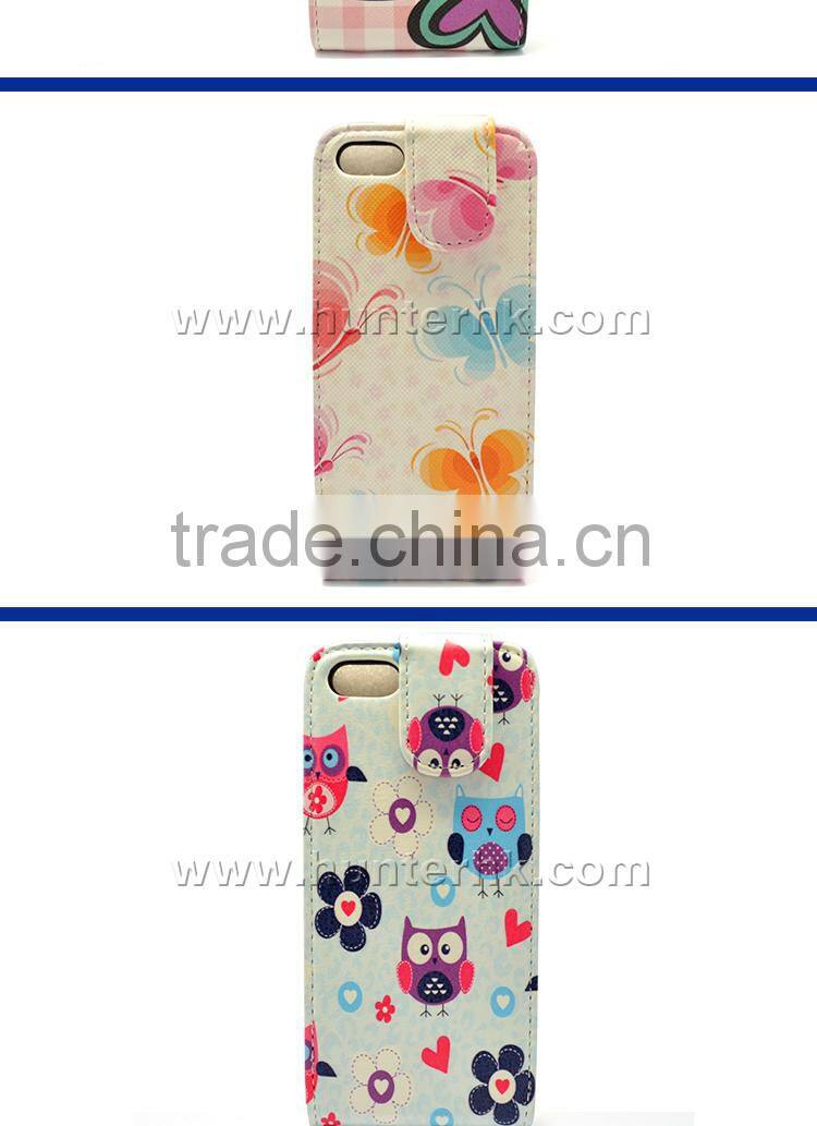 Flower Design Flip Leather Case For iphone 5GS