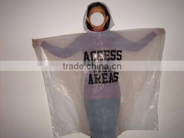 PE Waterproof Hooded Foldable Custom Pinted Rain Poncho