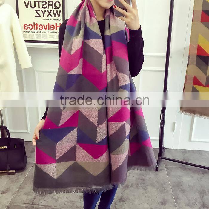 New Winter Warm Geometry Pattern Fashion Ladies Pashmina Shawl Wool Scarf