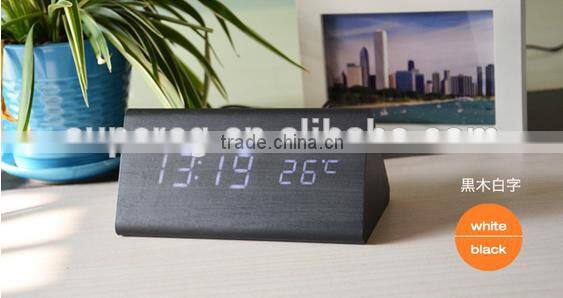 new fashion table clocks Control Sensing Alarm Temp dual Display Electronic LED Clock Vintage Wooden Digital Alarm Clock
