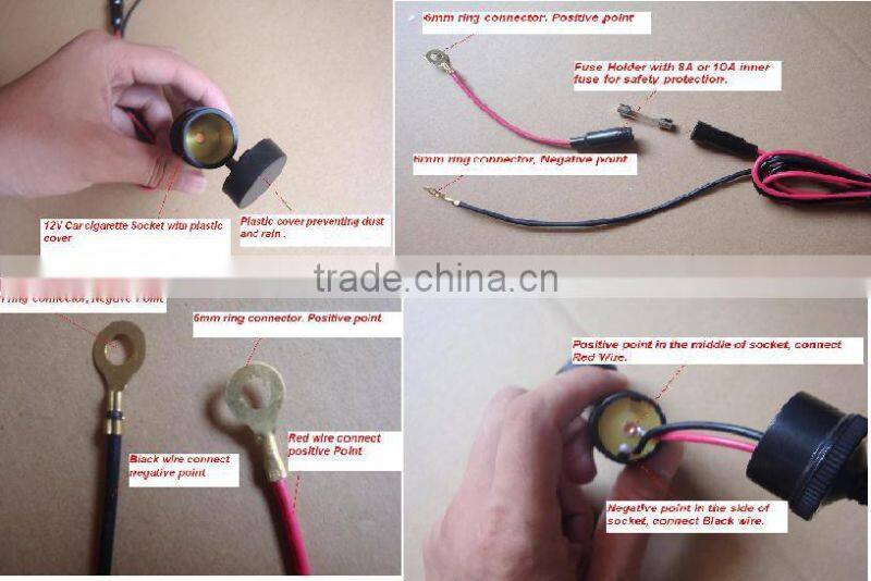12v power outlet socket with inline fuse wire lead for motorcycle/ATV/Carvavan