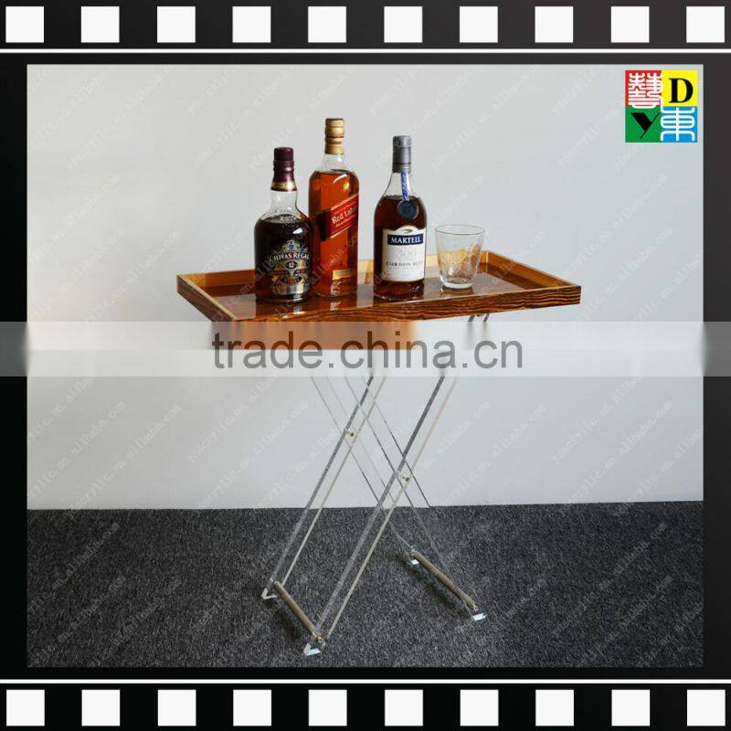 2016 Elegant Round Clear printing acrylic folding coffee table for Home Hotel Restaurant