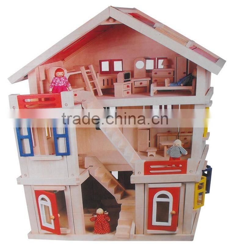 2016 New Design Wooden Toy House for Kids Child Educational Wooden Assembling Set Baby DIY Doll House