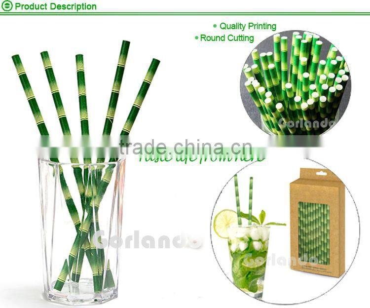 Bamboo Design Wholesale Disposable Drink Striped Paper Straws