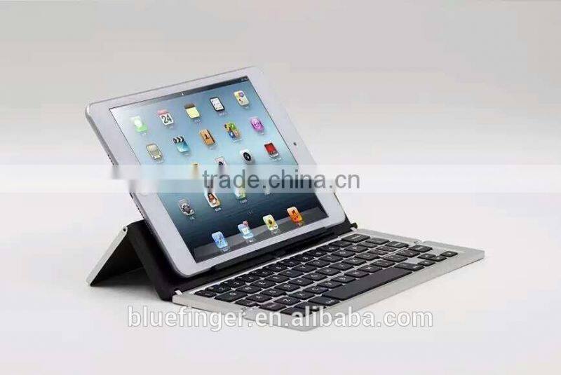 Folding Aluminium alloy Universal Bluetooth keyboard for IOS/Windows/Android tablets and smart phones with stand