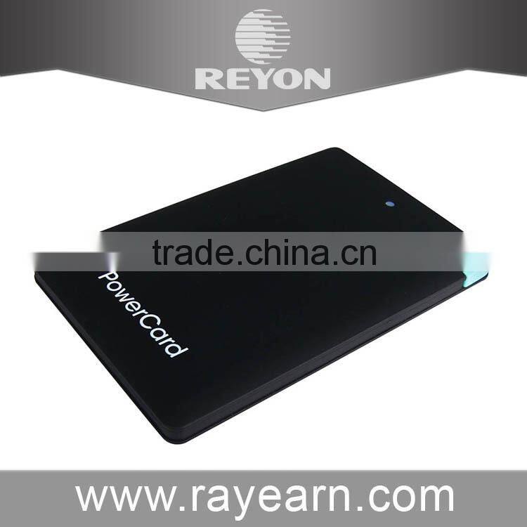 REYON Hot selling credit card power bank, built in cable power bank, ultra slim power bank with full color customize printing