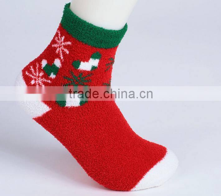 Colourful Pattern OEM Christmas Socks fluffy socks indoor microfiber fuzzy socks