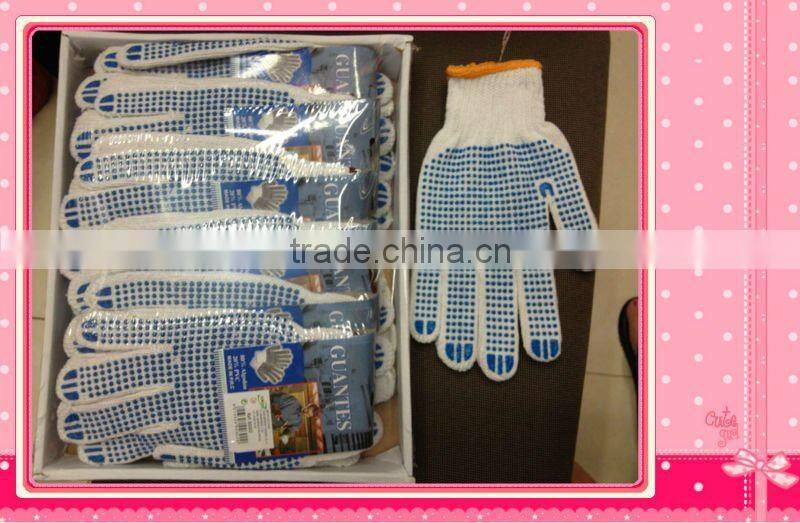Polyester PVC Dotted White Cotton Work Labor Gloves