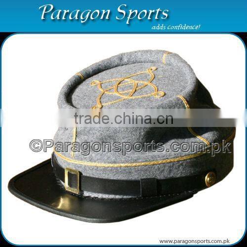 Military Civil War Kepi Forage Cap with Leather Visor