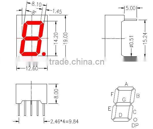 0.56 inch red one single digit led display