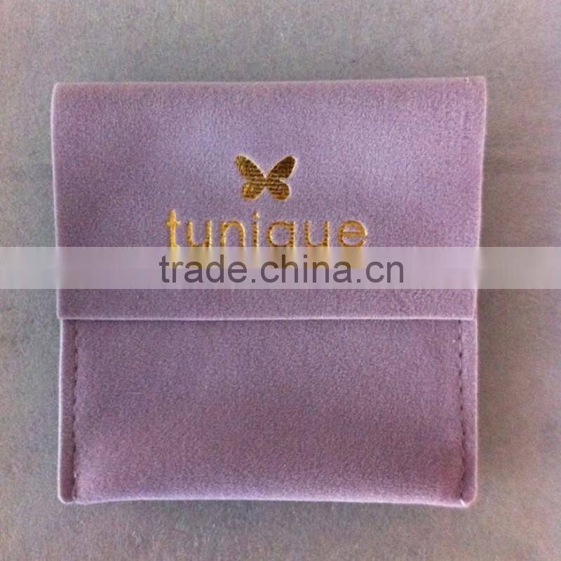 Custom Logo Packaging case Velvet Jewelry Gift Bag with flap