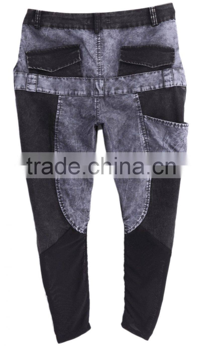 Women Punk Rock Loose Jeans Capri Pants Washed Hip-hop Denim Harem Cropped-pants