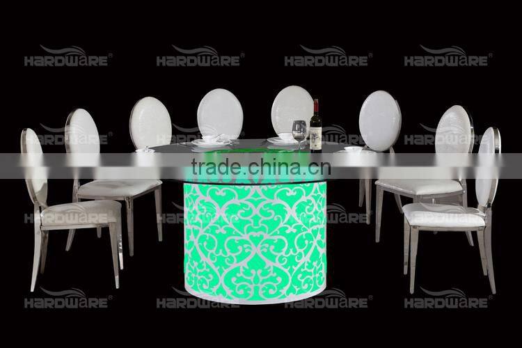 led wedding top of glass dining table/cheap wedding table and chairs