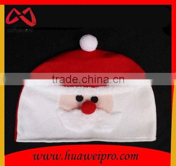 Promotional red non-woven christmas hat santa hat with merry Christmas embroidery