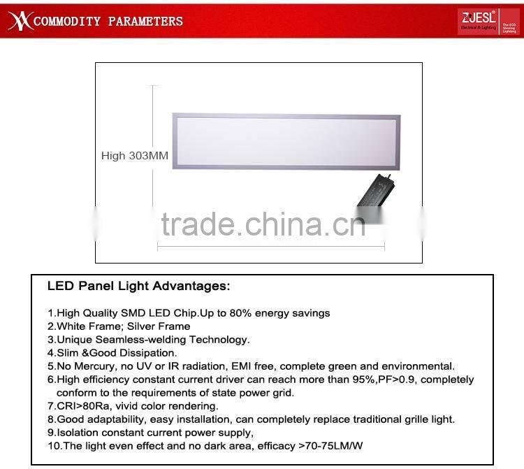 40w led panel lighting 303x1210 high lumen with clips