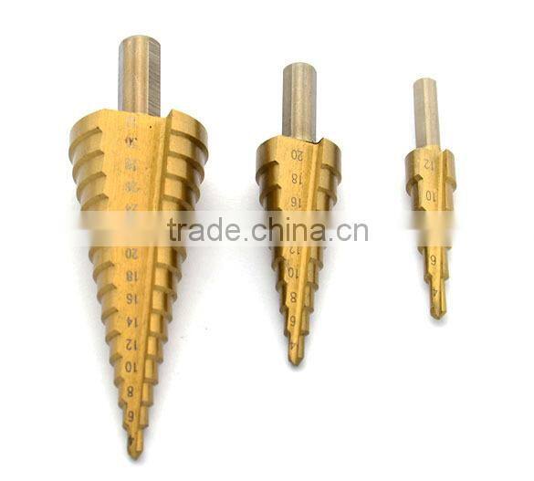 New 3Pcs Large HSS Steel Step Cone Drill Titanium Bit Set for Hole 4-12/20/32mm TK1066