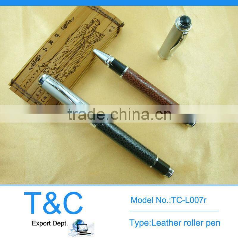 TC-L009b 2014 hot selling leather metal ball pen business pen