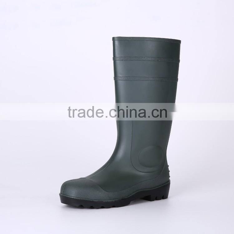 Cheap simple style safety PVC rain shoes with steel toe, industrial safety boots