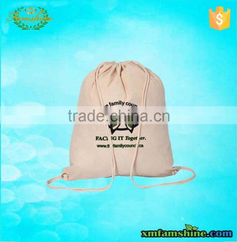 customized natural cotton plain drawstring bags
