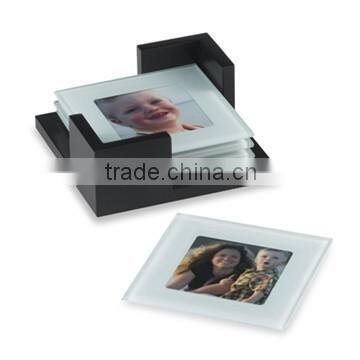 Wholesale square glass photo frame coaster for baby shower