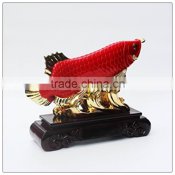 Resin24k golden color Chinese Luckly Golden fish , resin statue