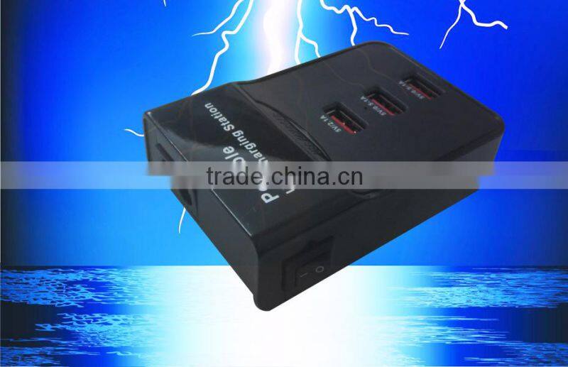 2014 new portable high quality,usb 3-port charging station for camera mobile phone, power bank,tablet