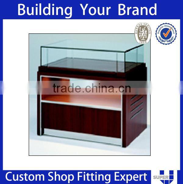 wall wooden shelf with wheels and drawers