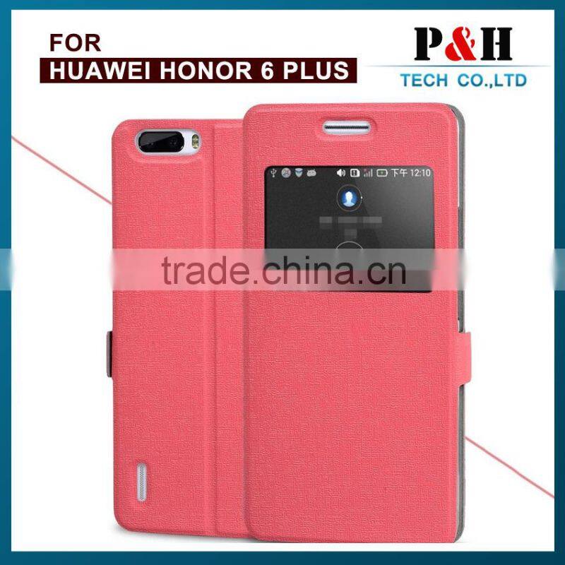 China Wholesale PU Leather Case Flip Phone Case with Window View for Huawei Honor 6