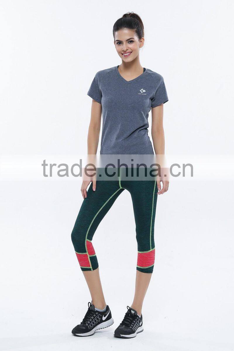 Soft jersey short sleeve and capris yoga wear women wholesale yoga wear