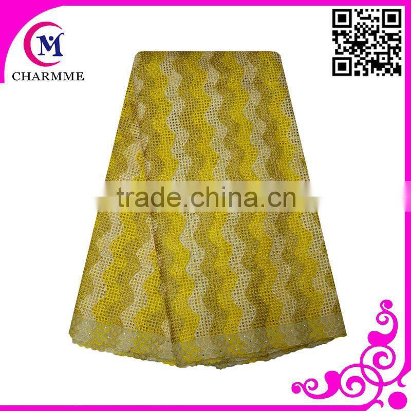 Big cotton lace fabric in african wedding fabric green color for wholesale