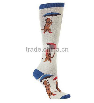 Fashion Red Double Monkey Lovely Girl Knee High Socks