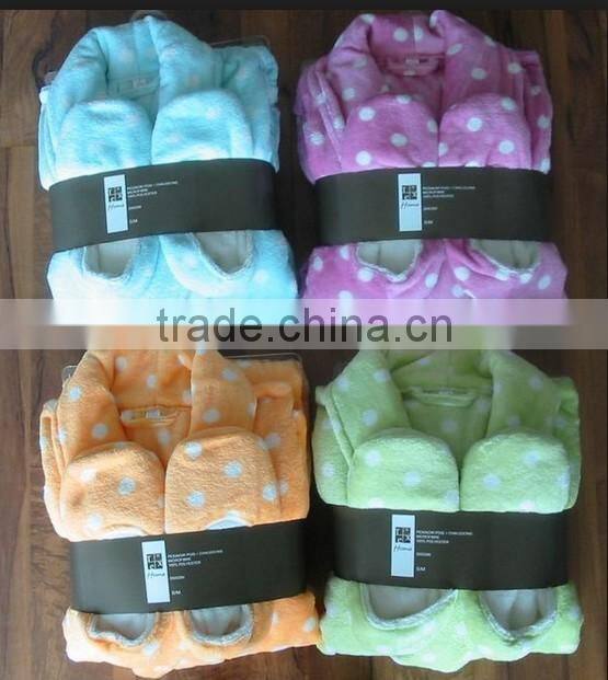 Coral Fleece Printed Bathrobe set with slippers for Girl