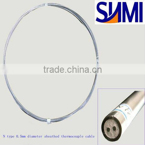 Industrial N type simplex 2-core 0.5mm diameter stainless steel sheath MI thermocouple cable