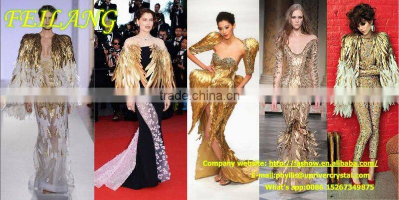 Factory Cheap Price Sale Gold Tipped Glitter White Diamond Goose Feather