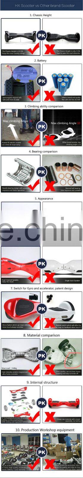 HX 6.5 inch self balancing scooter 2 wheel for kids with CE FCC RoHs UL certificate