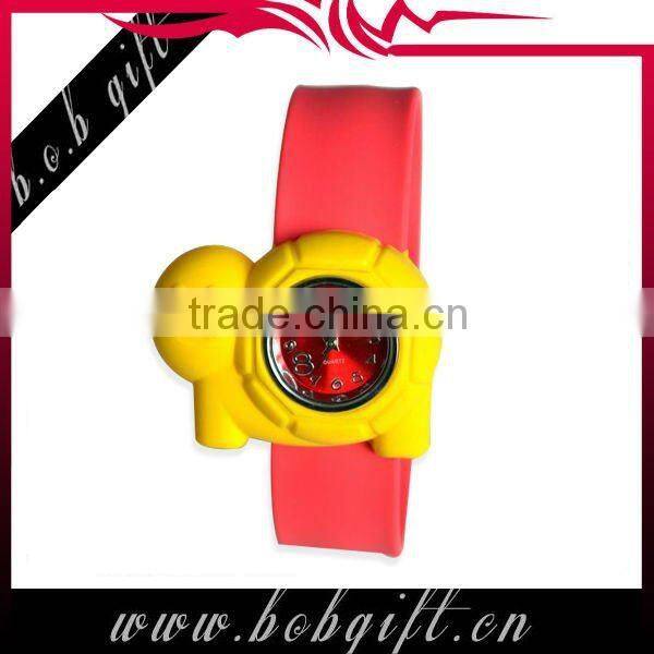simple design tortoise silicone snap wristband watches for kids