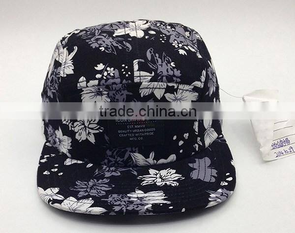 Wholesale Oem Cheap Custom Flat Brim Floral Wholesale Winter Corduroy 5 Panel Camper Hat