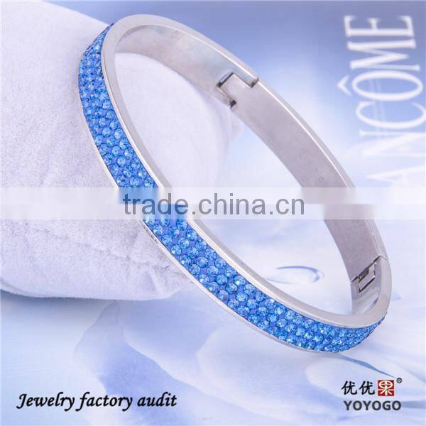 2014 Simple Alloy Health Stainless Steel Blue Rhinestones Bracelet