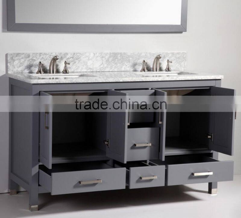 Grey 60 inch wooden bathroom vanity with double sinks from china
