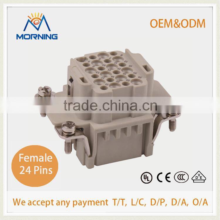 ME-HDD-024-FC, Copper Alloy Material Industrial 24 Pins Current 10A Voltage 250V Heavy Duty Socket, Female Crimp Terminal