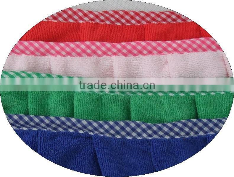 solid color long and waist apron with check border microfiber bib apron