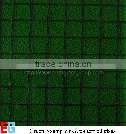 Nashiji wired patterned glass