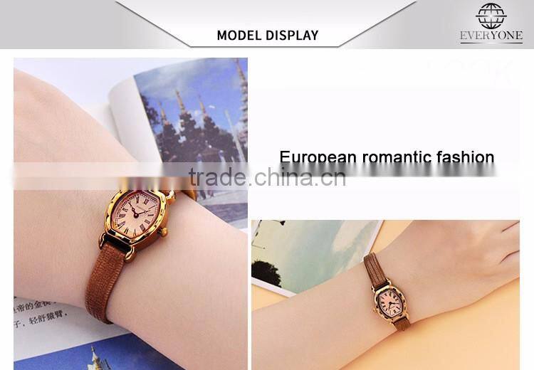 2016 Fashion vintage women watch Genuine leather waterproof women watch lady