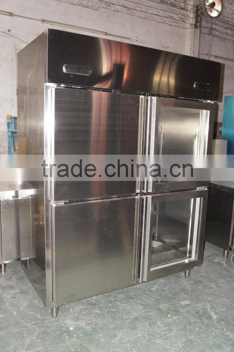 double glass doors display refrigerator